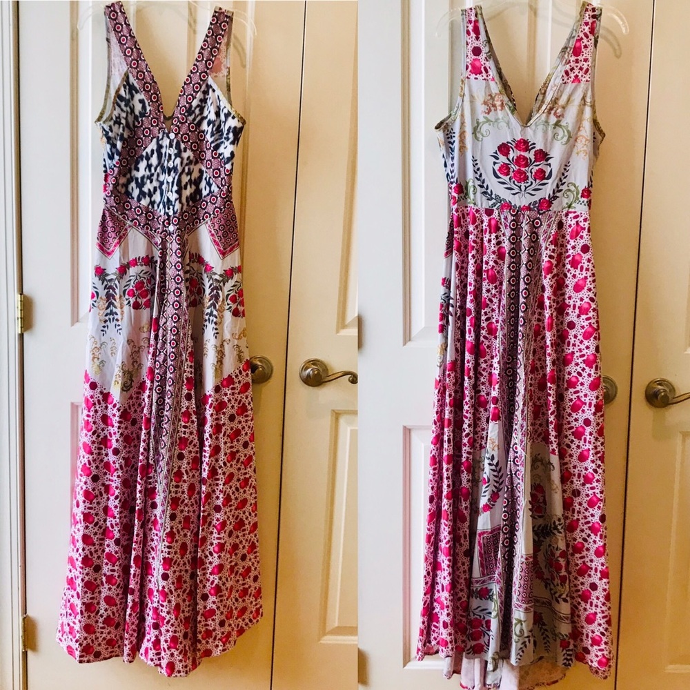 Colorful Boho Button Front Maxi Dress XS